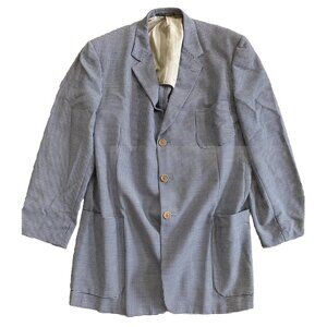 Ermenegildo Zegna Blazer 48 US 60IT Blue White Sports Jacket Wool Houndstooth